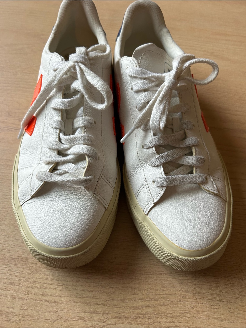 Veja Campo Leather White, Orange and Blue Silver Accents FLUO Women’s Size US 8 - Picture 6 of 8